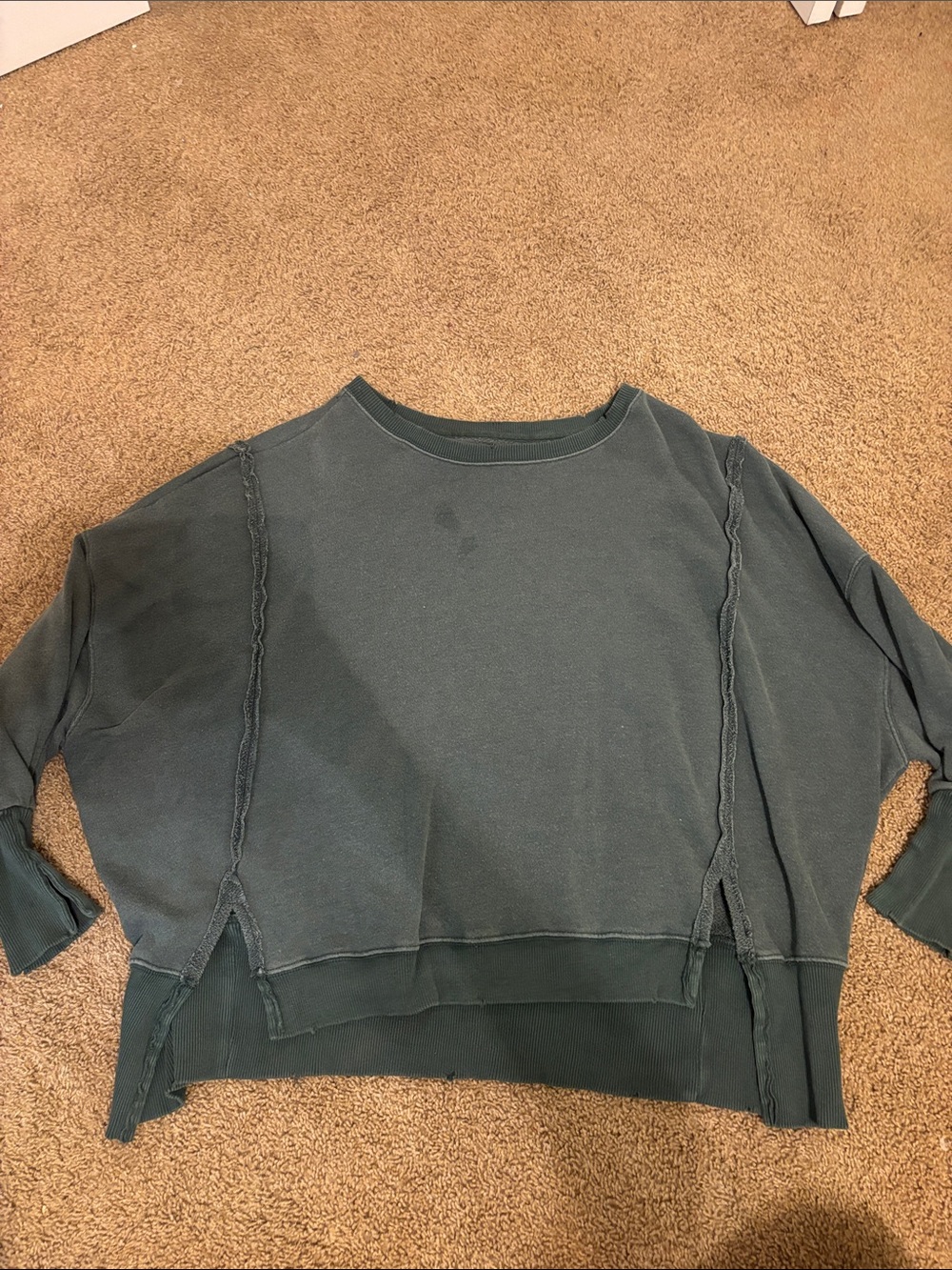We The Free Washed Green Boxy Pullover Sweatshirt